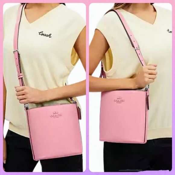 Coach Sophie Flower Pink Refined Pebble Leather Convertible Bucket Bag. CR153 - Picture 1 of 11